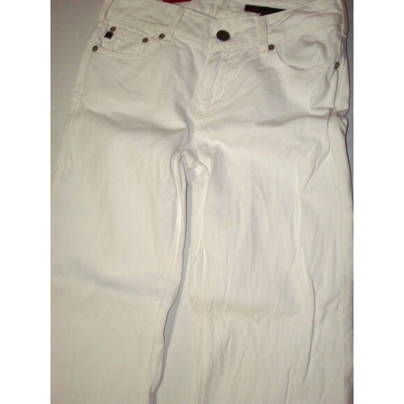 Womens Designer AG Jeans Mona White 27 x 30 USA Flare Leg Pants Cotton Short Mid - Picture 11 of 11